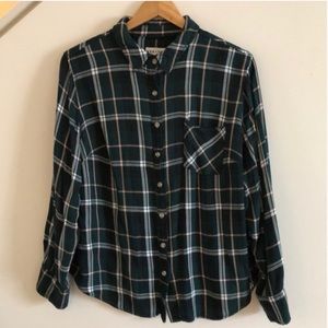 Ava and Viv Button Down Green Plaid Shirt